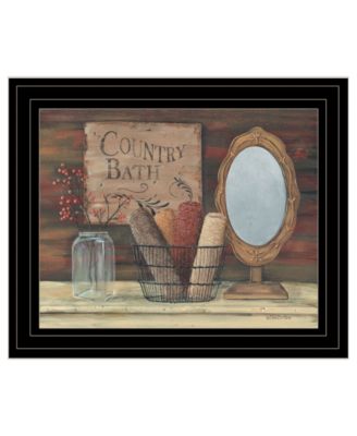 Country Bath by Pam Britton, Ready to hang Framed Print, Black Frame, 17" x 14"