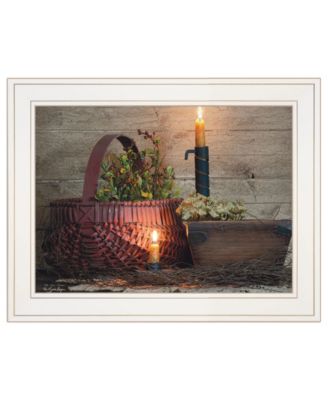 The Red Basket by Susie Boyer, Ready to hang Framed Print, White Frame, 19" x 15"