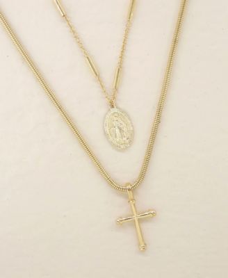 Like a Prayer Layered Cross and Coin Necklace