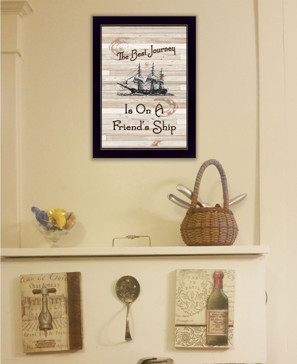 Trendy Decor 4U Friendship Journey by Millwork Engineering, Ready to hang Framed Print, Black Frame,