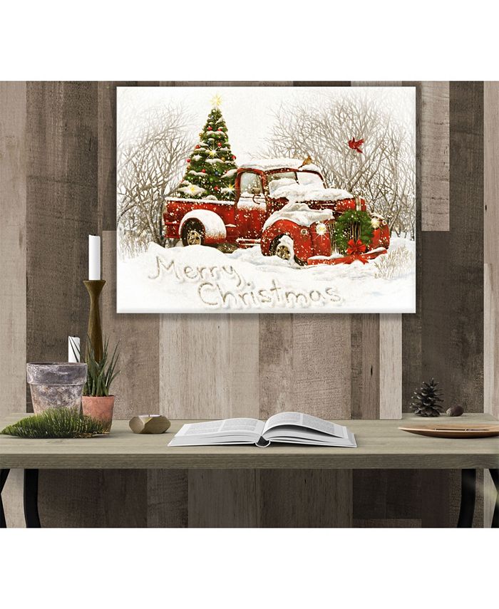 Trendy Décor 4U Vintage-Like Christmas Tree Truck LED Lighted Canvas by ...