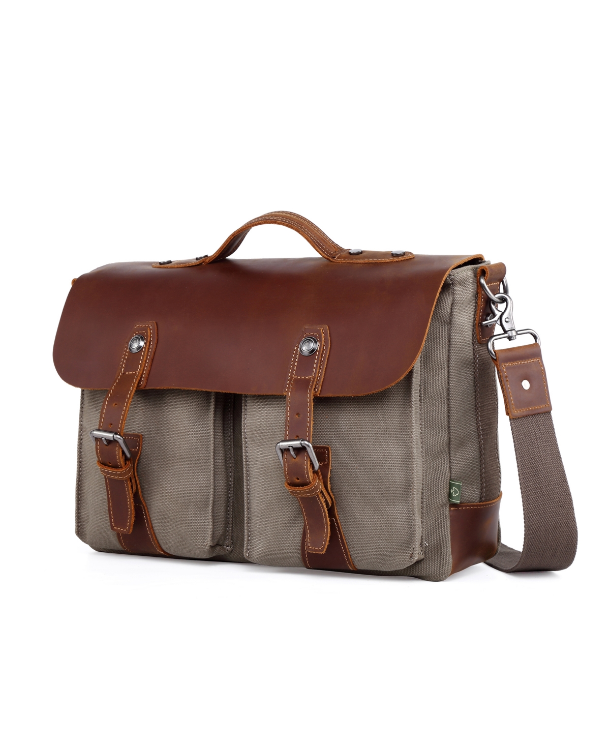 Tsd Brand Hudson Canvas Messenger Bag In Green