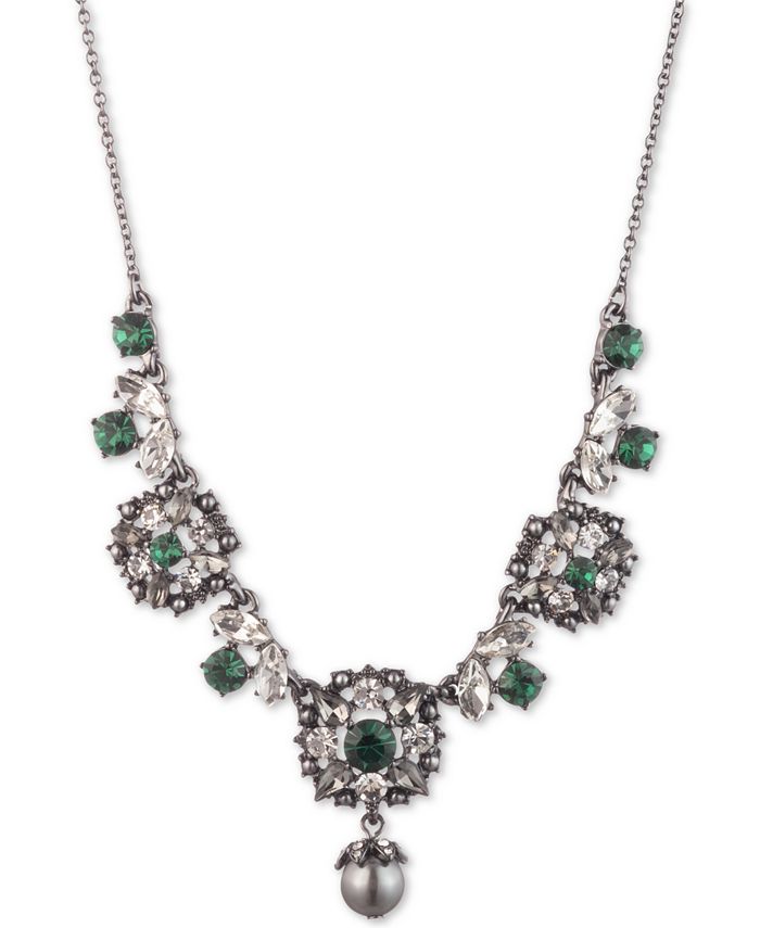 Marchesa Hematite-Tone Crystal & Imitation Pearl Lariat Necklace, 16 ...