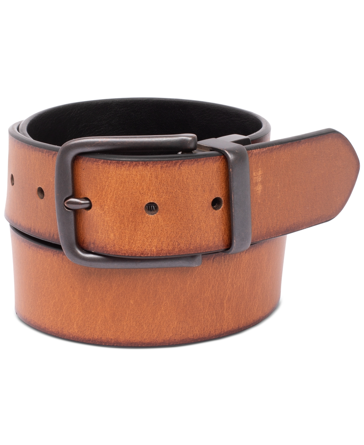 Shop Levi's Men's Casual Burnished Edge Reversible Belt In Tan,black