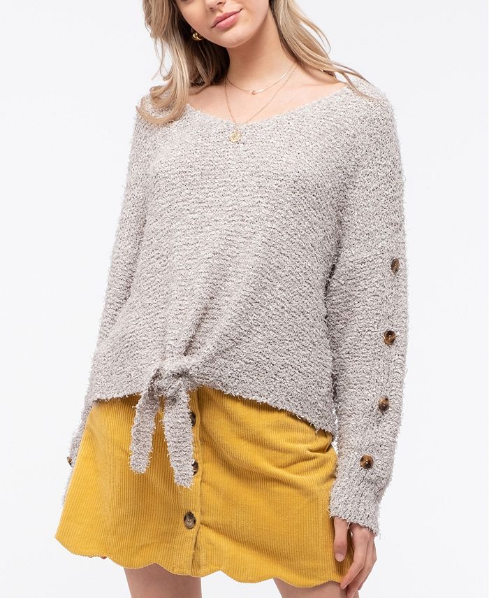 Blu Pepper Fuzzy Knit Sweater with FrontTie Macy's