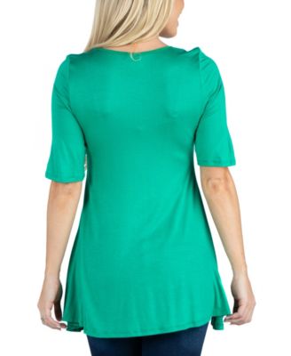 Elbow Sleeve Swing Tunic Top For Women