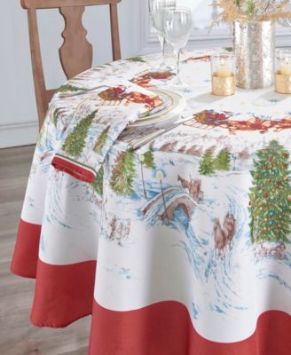 Santa's Snowy Sleighride Tablecloth - 70"