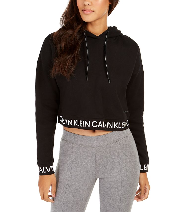 Calvin Klein Logo Fleece-Lined Cropped Hoodie & Reviews - Tops - Women -  Macy's