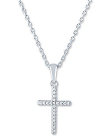 Diamond Accent Cross 18" Pendant Necklace in Sterling Silver