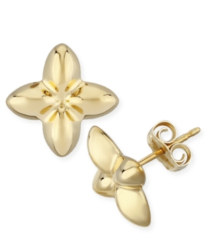 image of Fluer De Lis Flower Stud Earrings Set in 14k Gold (10mm)