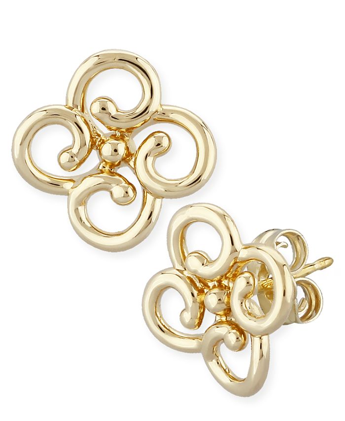 Macy's - Twist Clover Stud Earrings Set in 14k Yellow Gold