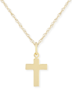 image of Flat Cross Necklace Set in 14k Gold
