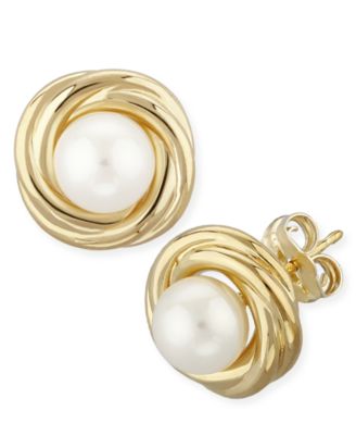 pearl earrings gold stud