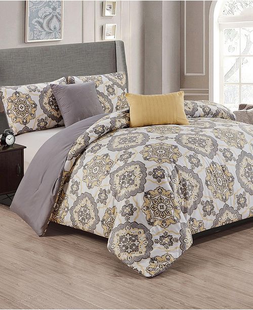 Olivia Gray Liverpool 5 Piece Reversible Queen Comforter Set