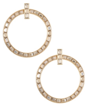 image of Trifari Gold-Tone Hoop Drop Earrings