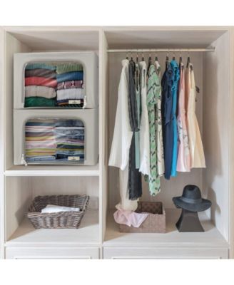 2 Pack Medium Foldable Storage Box - Metal Frame, Oxford Fabric, Large Window & Handles - Organization for Bedroom, Linens & Clothes (Teal)