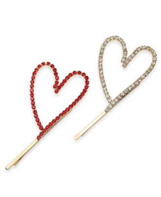 INC International Concepts - 2-Pc. Gold-Tone Pav&eacute; Open Heart Bobby Pin Set