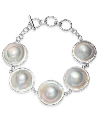 Macy's - Cultured Button Blister Pearl (18-20mm) Bracelet in Sterling Silver