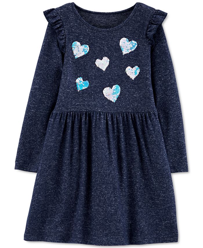 Carter s Little Big Girls Sequin Hearts Jersey Dress Macy s