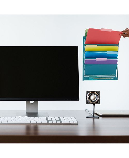 Mind Reader 6 Pocket Desk Organizer Wall Mounted Magazine Rack