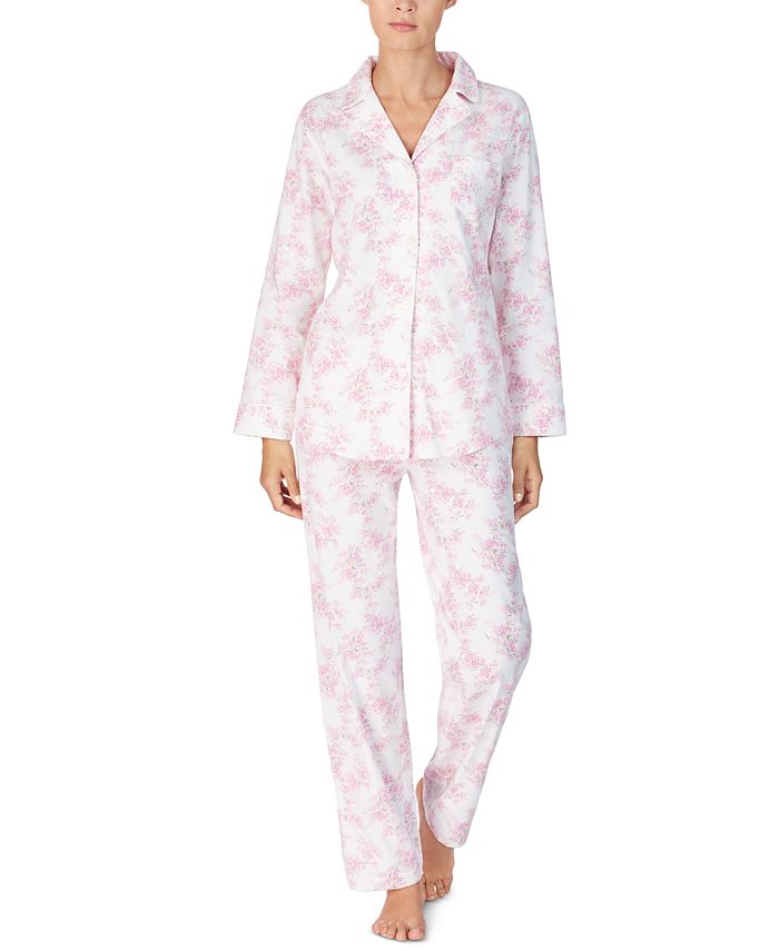 Lauren Ralph Lauren Petite Cotton Brushed Twill Pajama Set - Macy's