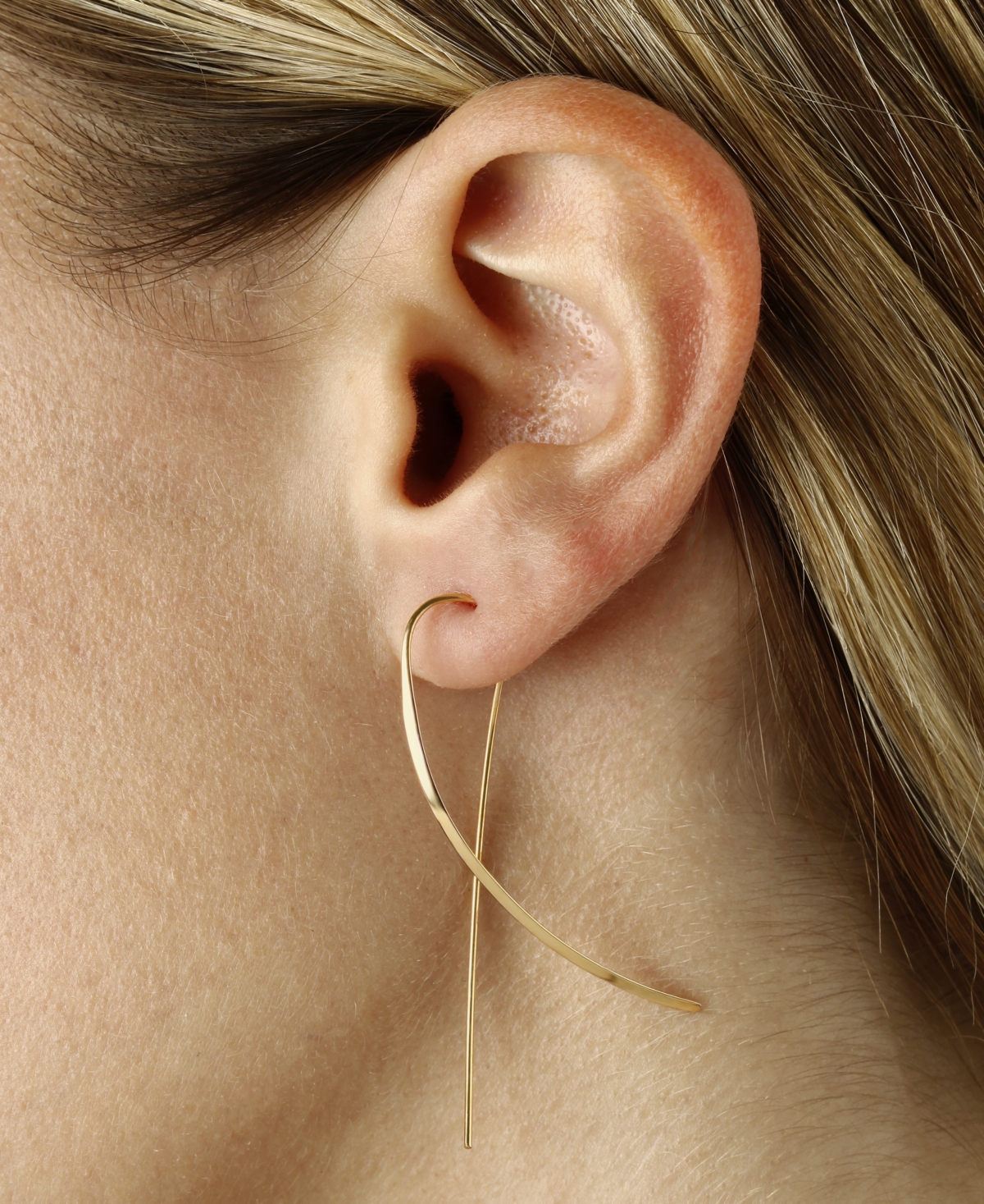 Cross Over Wire Sweep Earrings Set in 14k White, Yellow or Rose- Gold