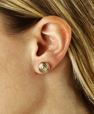 Swirl Stud Earrings Set in 14k Gold (10mm)