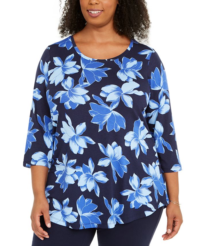 JM Collection Plus Size Scoopneck Top, Created for Macy's - Macy's