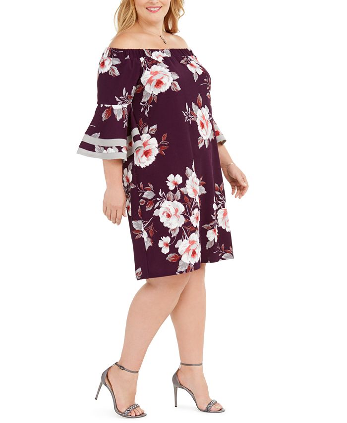 Love Squared Trendy Plus Size Off-The-Shoulder Floral Dress - Macy's