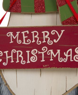 Glitzhome 16" H Wooden Dog Christmas Figurines Decor