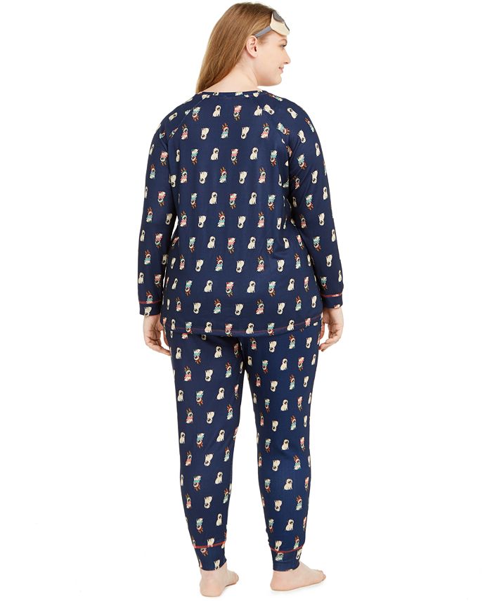 Jenni Plus Size 3Pc. Knit Pajamas & Sleep Mask Set, Created For Macy's