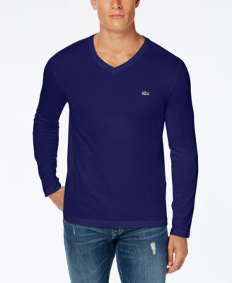 Lacoste - T Shirt, Long Sleeve Jersey V Neck