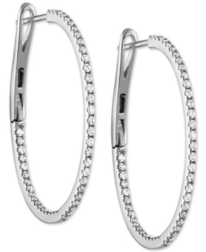 image of Diamond In & Out Small Hoop Earrings (1/2 ct. t.w.) in 14k White Gold, .98