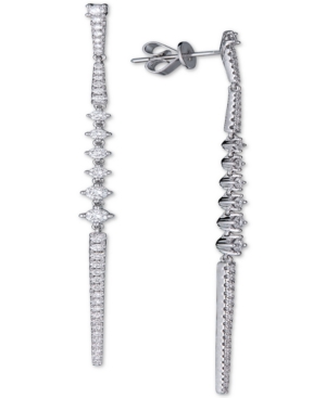 image of Diamond Linear Dangle Drop Earrings (1 ct. t.w.) in 14k White Gold