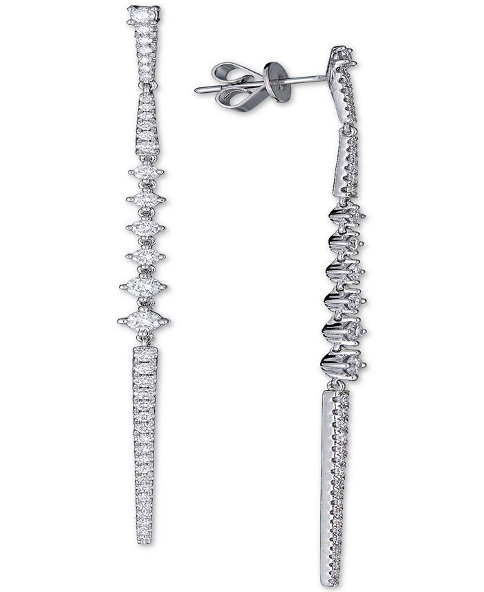 Macy's - Diamond Linear Dangle Drop Earrings (1 ct. t.w.) in 14k White Gold
