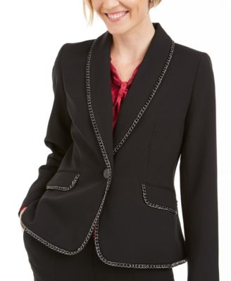 Kasper - Petite Chain-Trim One-Button Jacket