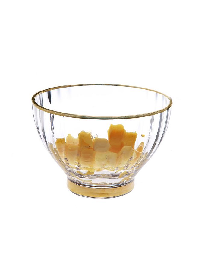 Classic Touch Set of 4 Straight Line Textured Dessert Bowls with Vivid ...