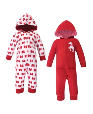 Hudson Baby Girl Fleece Union Suits 2 Pack