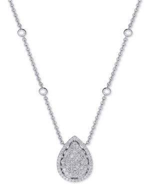 image of Diamond Pave Teardrop Pendant Necklace (2-1/10 ct. t.w.) in 14k White Gold, 15