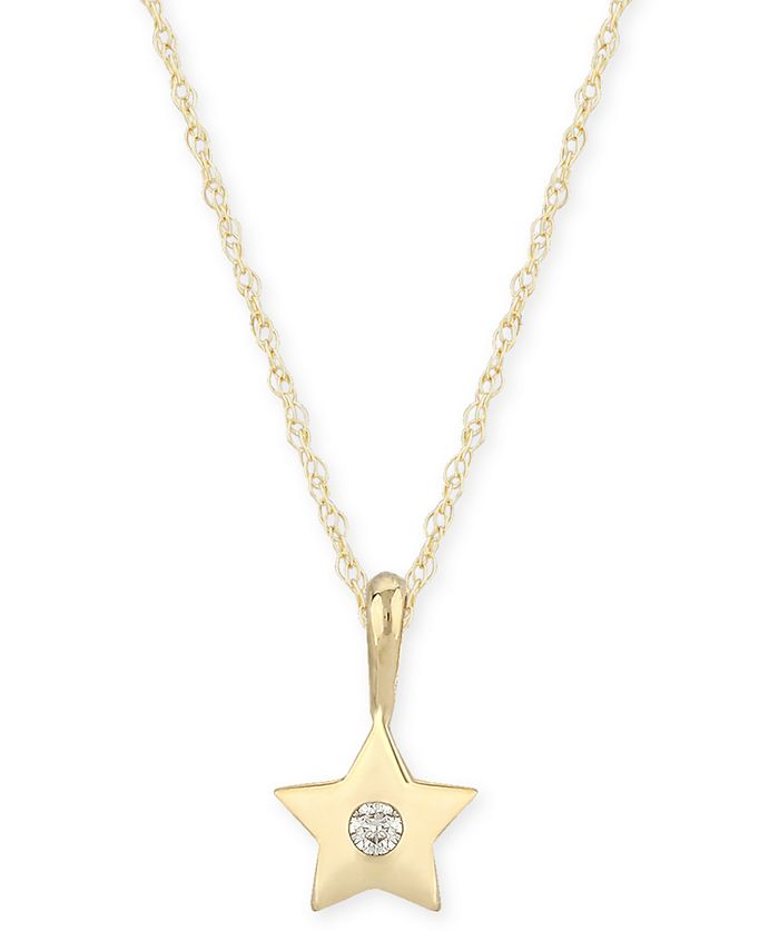 Macy's - Diamond Accent Solid Star Pendant in 14K Yellow Gold