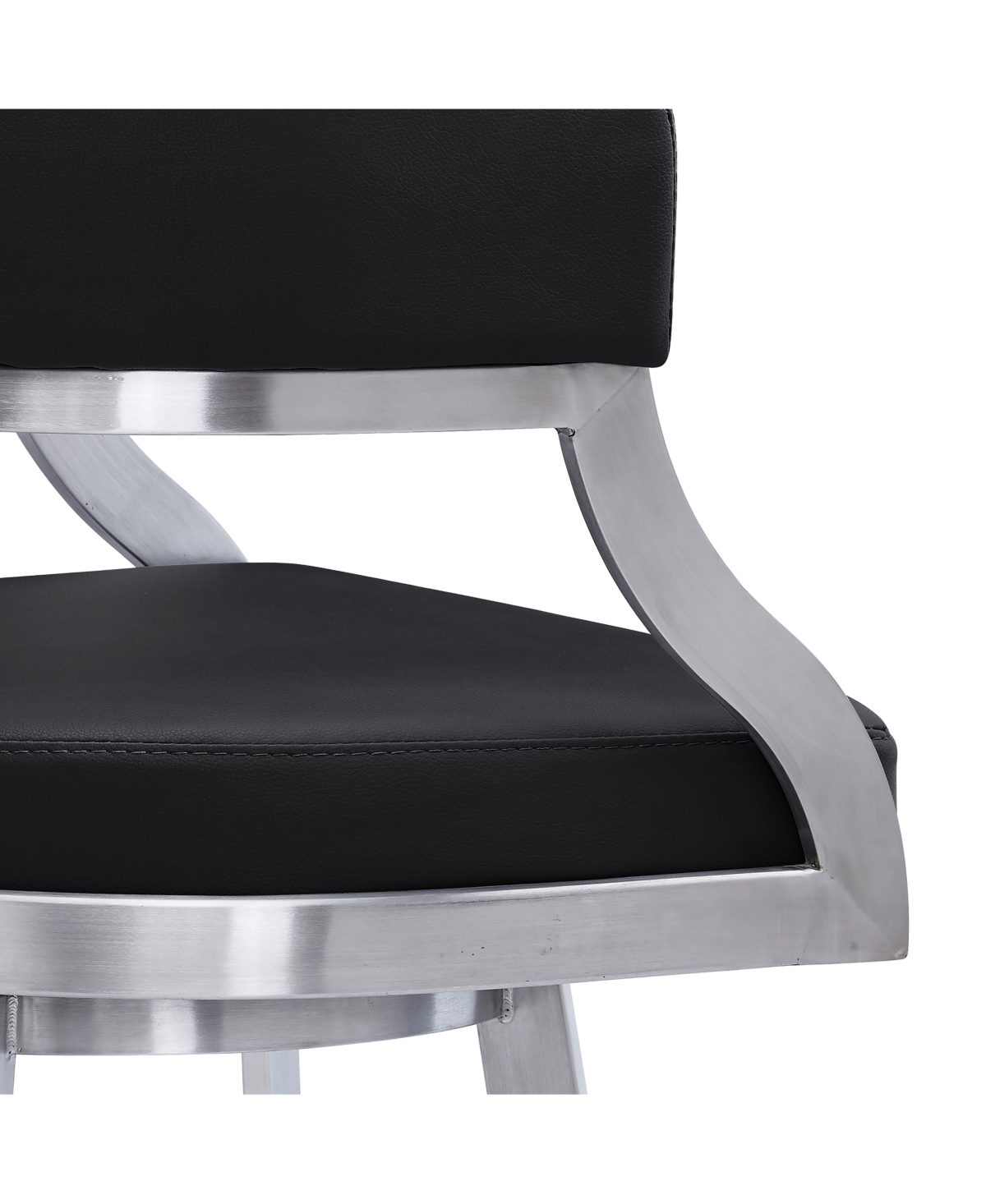 Saturn 30" Bar Height Swivel Gray Artificial leather and Brushed Stainless Steel Stool