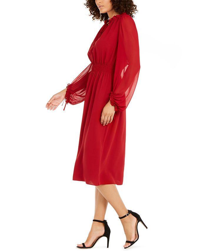 Anne Klein Sheer Sleeve Midi Dress - Macy's