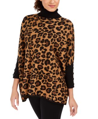 Anne Klein - Turtleneck Cheetah Print Pullover Sweater