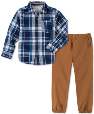 plaid shirt with joggers