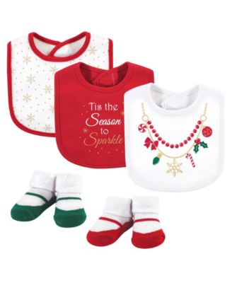 Little Treasure Girls Cotton Bib Sock Accessory Duo - Christmas necklace 16$