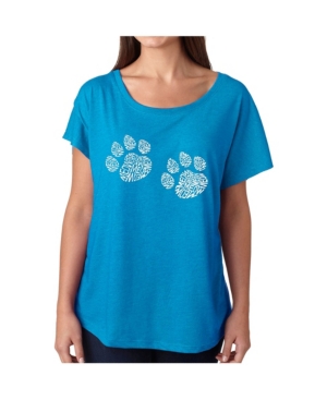 image of La Pop Art Women-s Dolman Cut Word Art Shirt - Meow Cat Prints