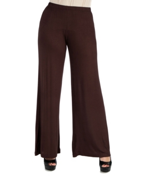 image of 24Seven Comfort Apparel Women Comfortable Solid Color Palazzo Pants