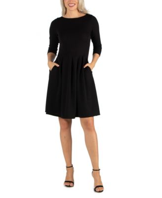 black fit and flare dress with pockets