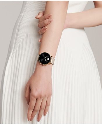 Movado Connect 2.0 Gray Leather Strap Touchscreen Smart Watch 40mm