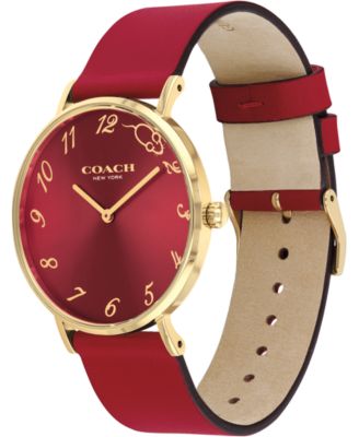 COACH Women's Perry Red Leather Strap Watch 36mm